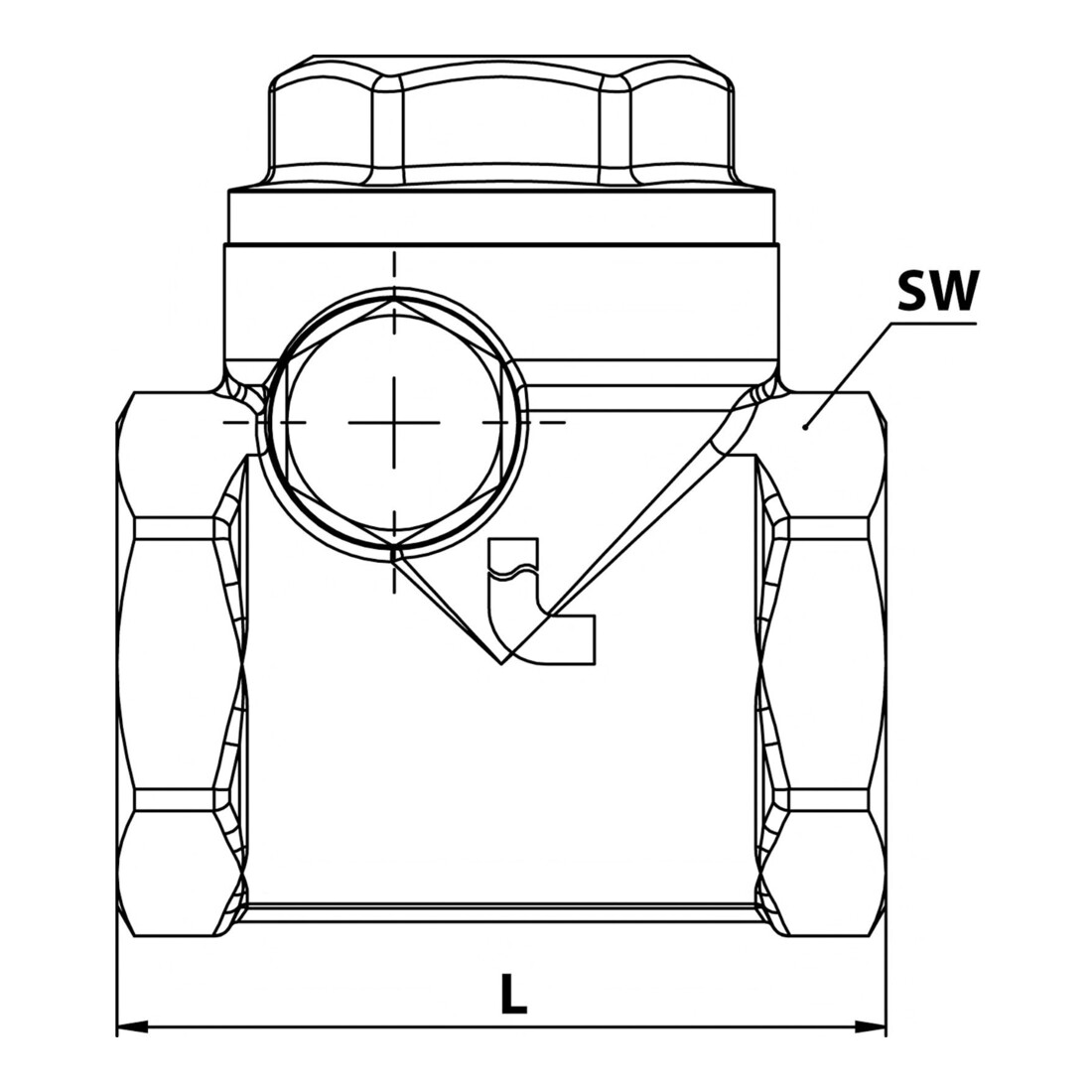 Riegler Rückschlagklappe, DN 10, MS, weichdichtend, G 3/8, PN max. 16 bar
