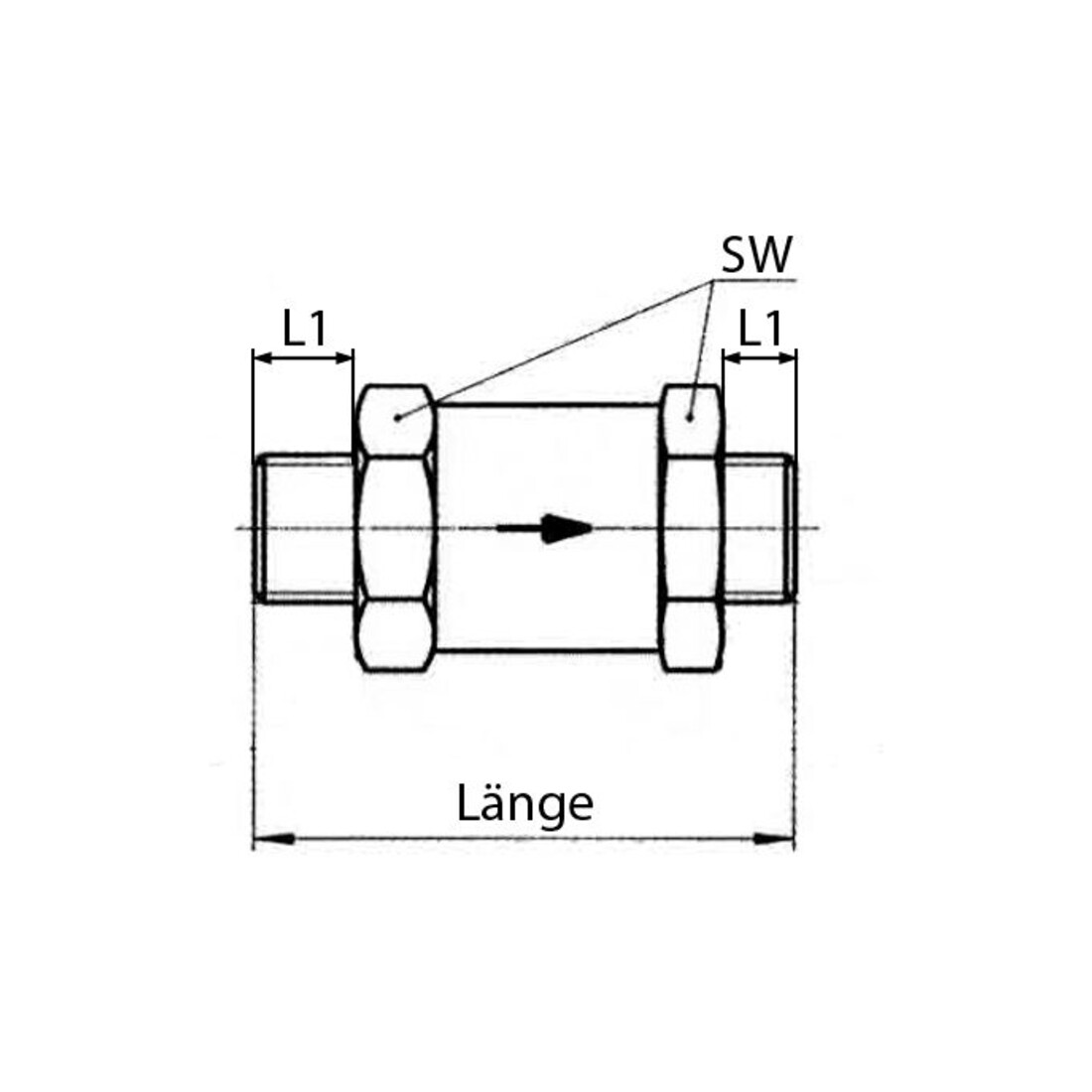 Riegler Rückschlagventil, Durchgangsform, MS, G 1/4 AG, 0,2 - 0,4 bar