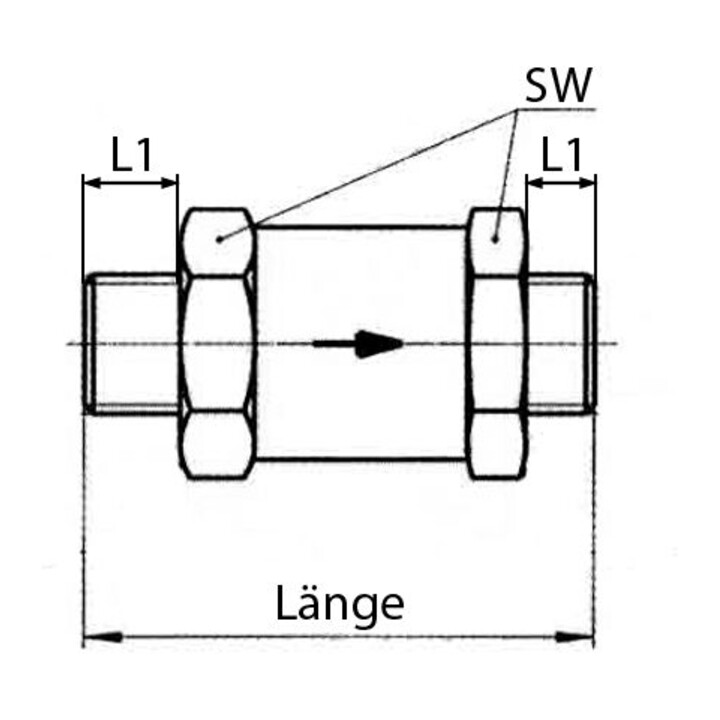 Riegler Rückschlagventil, Durchgangsform, MS, G 3/8 AG, 0,2 - 0,4 bar