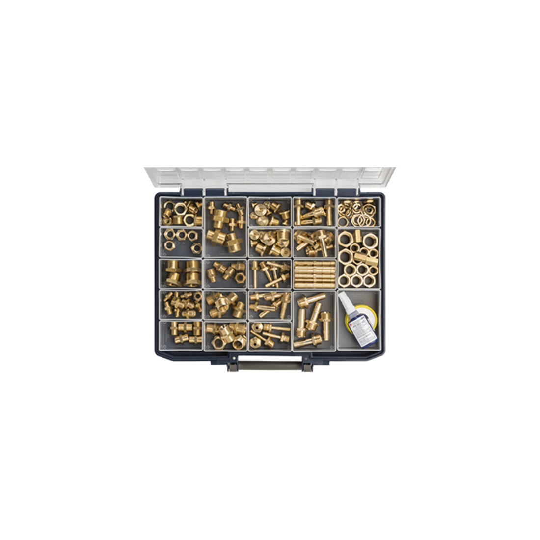 Riegler Scatola assortita di pezzi torniti in ottone