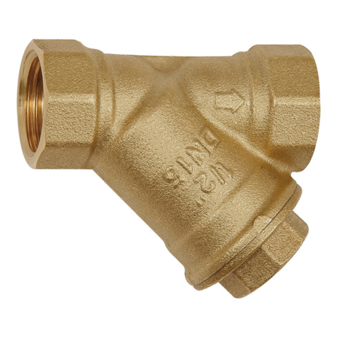 Riegler Schmutzfänger, Messing blank, G 1 1/4, DN 32, MW 0,2 mm