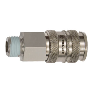 Riegler Schnellverschlusskupplung NW 10, Stahl / Messing vern., R 1/2 AG