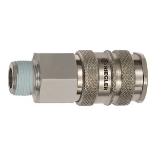 Riegler Schnellverschlusskupplung NW 10, Stahl / Messing vern., R 3/4 AG