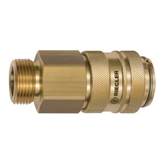 Riegler Schnellverschlusskupplung NW 19, Messing blank, G 3/4 AG