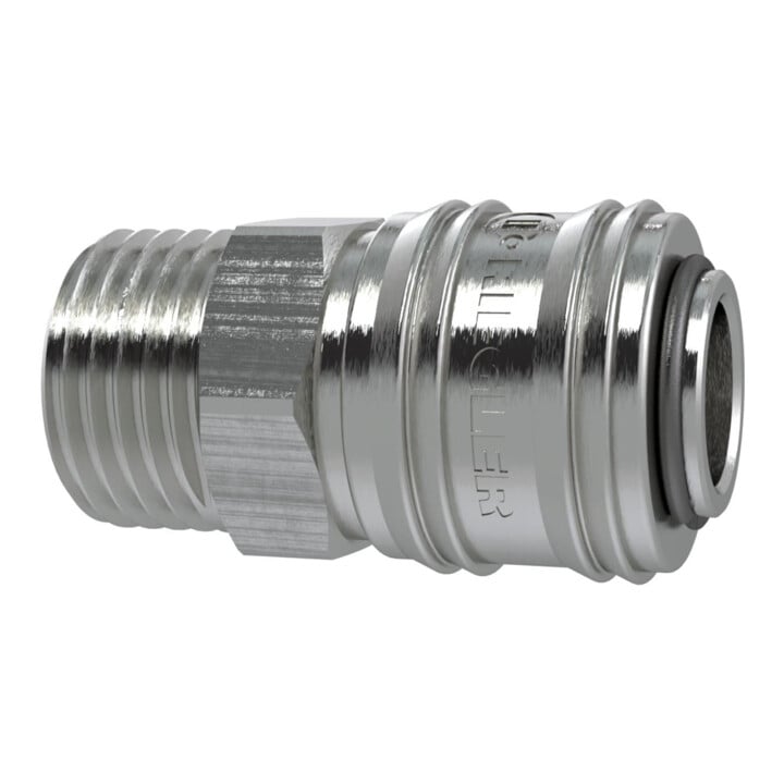 Riegler Schnellverschlusskupplung NW 7,2, Messing vernickelt, G 1/4 AG