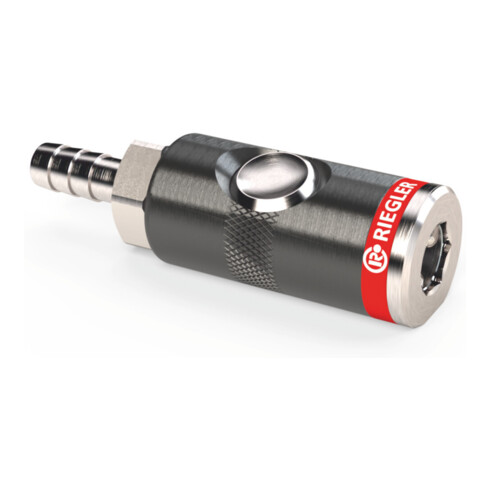 Riegler Sicherheitskupplung mit Schlauchanschluss, Alu, Schlauchanschluss Innen-⌀: 6 mm