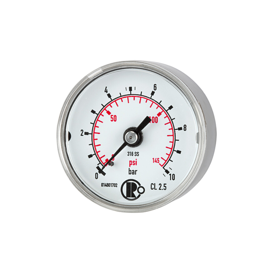 Riegler Standardmano, acier CrNi, G 1/4 arrière centré, 0 - 16,0 bar, Ø 40