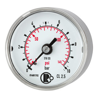 Riegler Standardmano, CrNi-Stahl, G 1/4 hinten zentr., 0 - 10,0 bar, Ã˜ 40