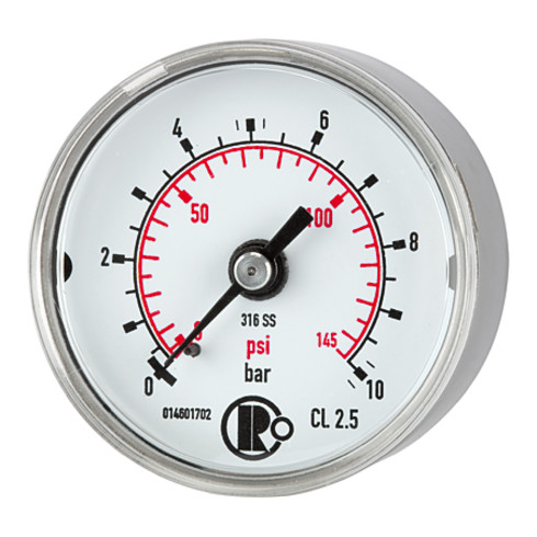 Riegler Standardmano, CrNi-Stahl, G 1/4 hinten zentr., 0 - 10,0 bar, Ã˜ 40