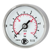 Riegler Standardmano, CrNi-Stahl, G 1/4 hinten zentr., 0 - 10,0 bar, Ã˜ 40