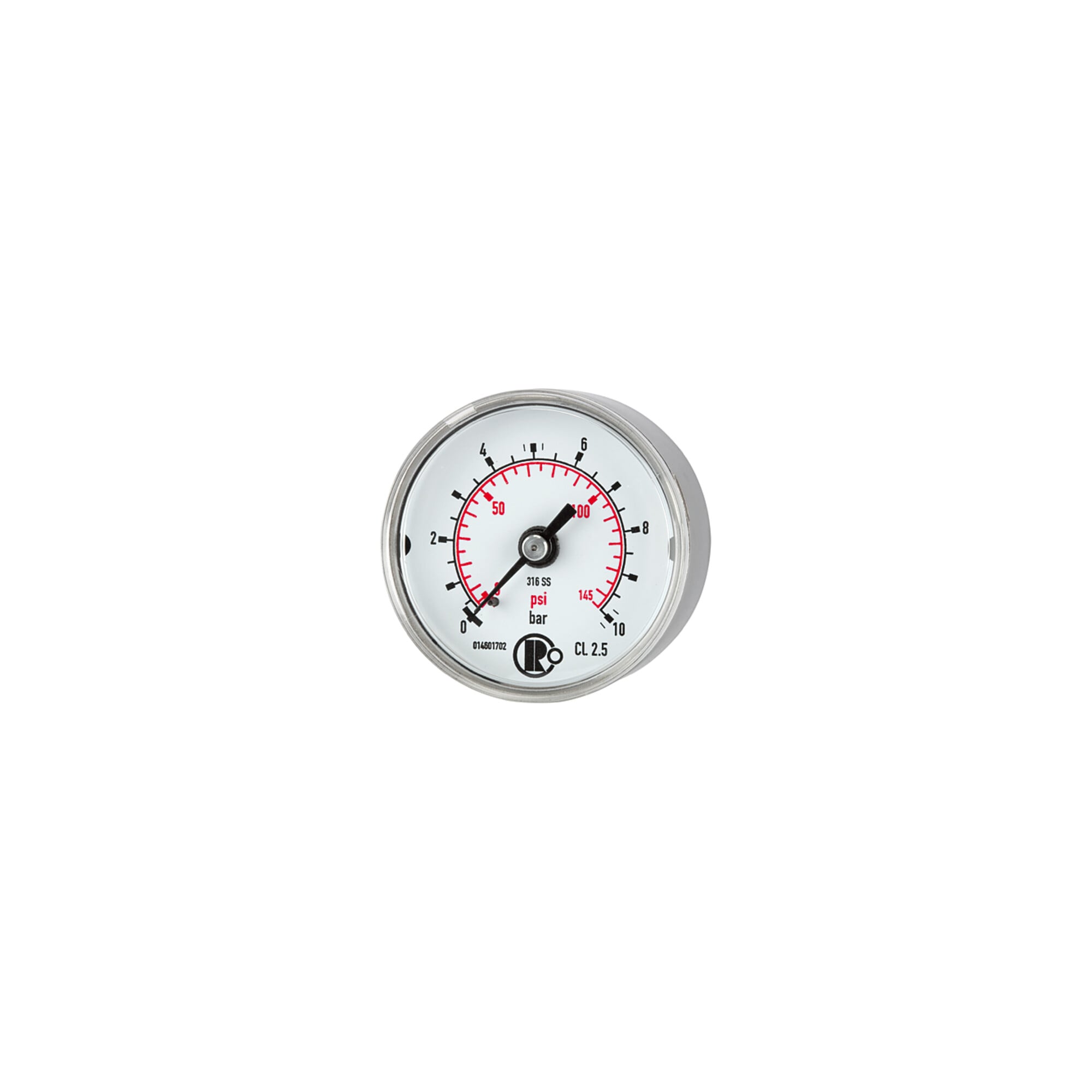 Riegler Standardmano, CrNi-Stahl, G 1/4 hinten zentr., 0 - 2,5 bar, Ã ̃ 40
