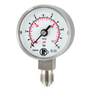 Riegler Standardmanometer, CrNi-Stahl, G 1/4 unten, 0 - 1,0 bar, Ã˜ 40-1
