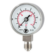 Riegler Standardmanometer, CrNi-Stahl, G 1/4 unten, 0 - 10,0 bar, Ã˜ 50-1