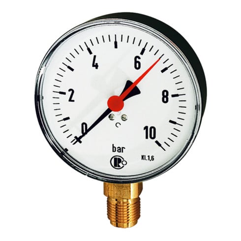 Riegler Standardmanometer, Kunststoffgeh., G 1/2 unten, -1/+3,0 bar, Ø 80