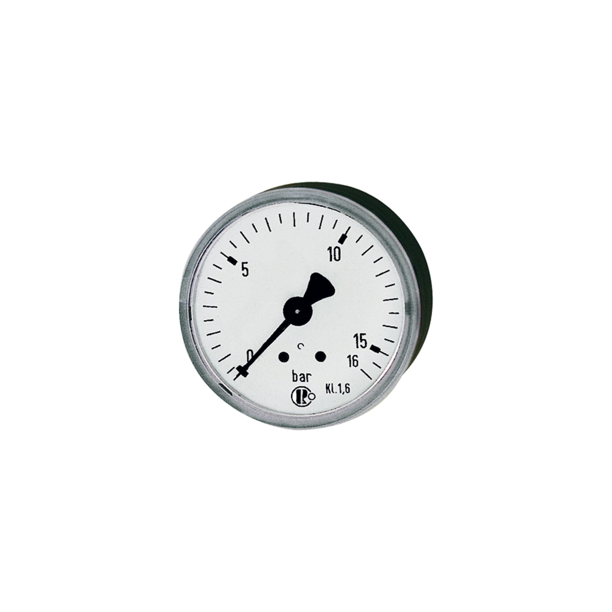 Riegler Standardmanometer, Stahlblechgeh., G 1/8 hinten, 0-1,6 bar, Ã ̃ 40