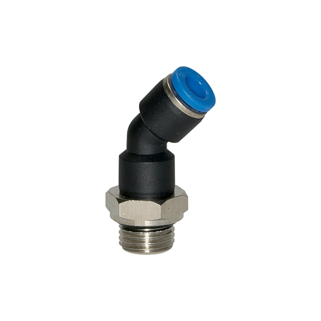 Riegler Steckverschraubung 45° »Blaue Serie«, drehbar, M5 außen Ø 4 mm