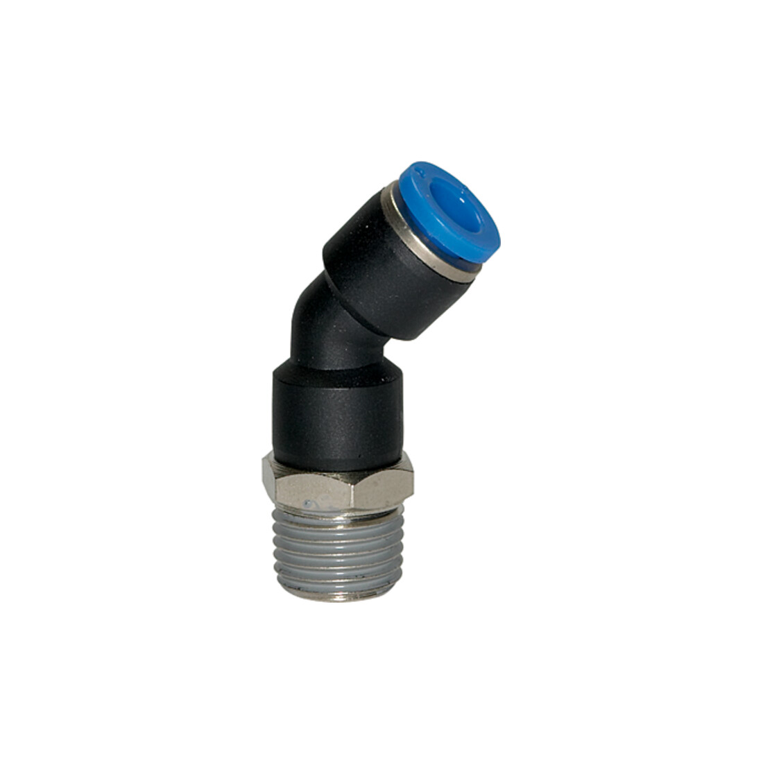 Riegler Steckverschraubung 45° »Blaue Serie«, drehbar, R 1/4 außen, Ø 8mm