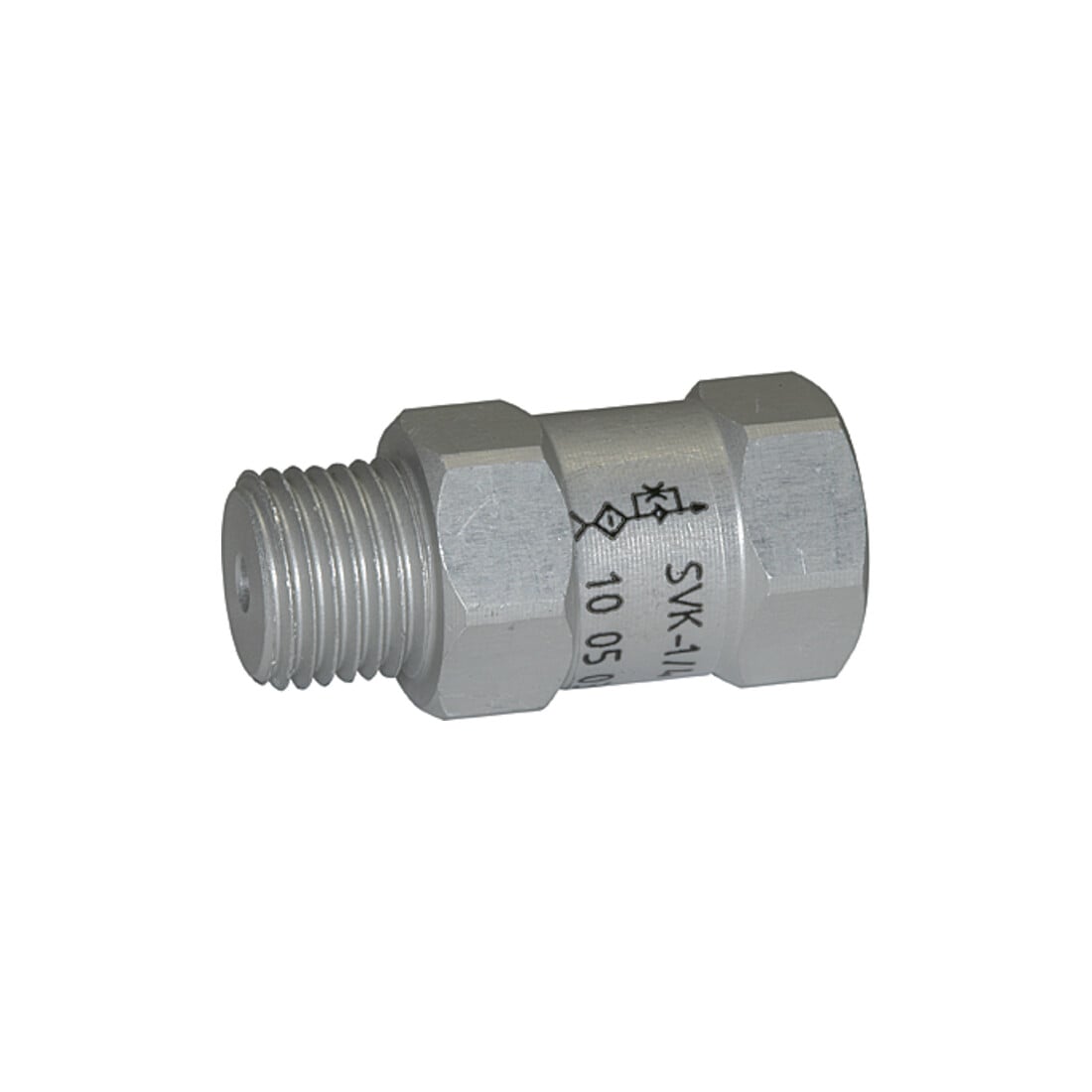 Riegler Strömungsventil, AG o., Alu, Kugelsitzven. pu = -0,3bar l/min 2,9
