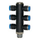 Riegler T-Collecteur multiple « Série Bleue », 6 voies, rotatif, R 1/8 à Ø4mm