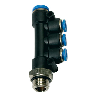 Riegler T-collecteur multiple »Série bleue«, pivotant, G 3/8 extérieur, Ø 1x8