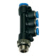 Riegler T-collecteur multiple « Série bleue » pivotant, G 3/8 extérieur, Ø 1x10