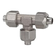 Riegler T-Connecteur, pour tuyau 10/8 mm, SW1 16, SW2 12, ES 1.4404-1