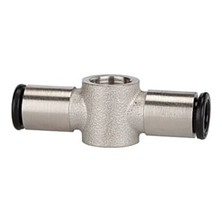Riegler T-connexion, pour vis creuse G 1/8, tuyau Ø 6 mm, MS nickelé