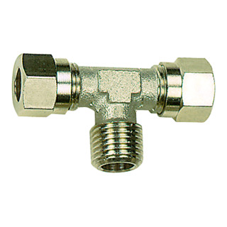 Riegler T-Einschraubverschraubung, R 1/2 a., Rohr-Außen-Ã˜ 12 mm, MS vern.