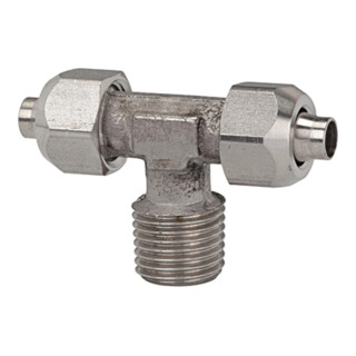 Riegler T-Einschraubverschraubung, R 1/8 a., für Schlauch 8/6, ES 1.4404