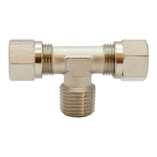 Riegler T-Einschraubverschraubung, R 3/8 a., Rohr-Außen-Ã˜ 8 mm, MS vern.