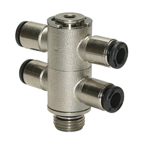 Riegler T-Mehrfachverteiler 4-fach »click-clock«, drehbar, G 1/4 a. Ø10mm
