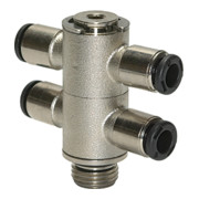 Riegler T-Mehrfachverteiler 4-fach »click-clock«, drehbar, G 1/8 a. Ã˜ 8mm