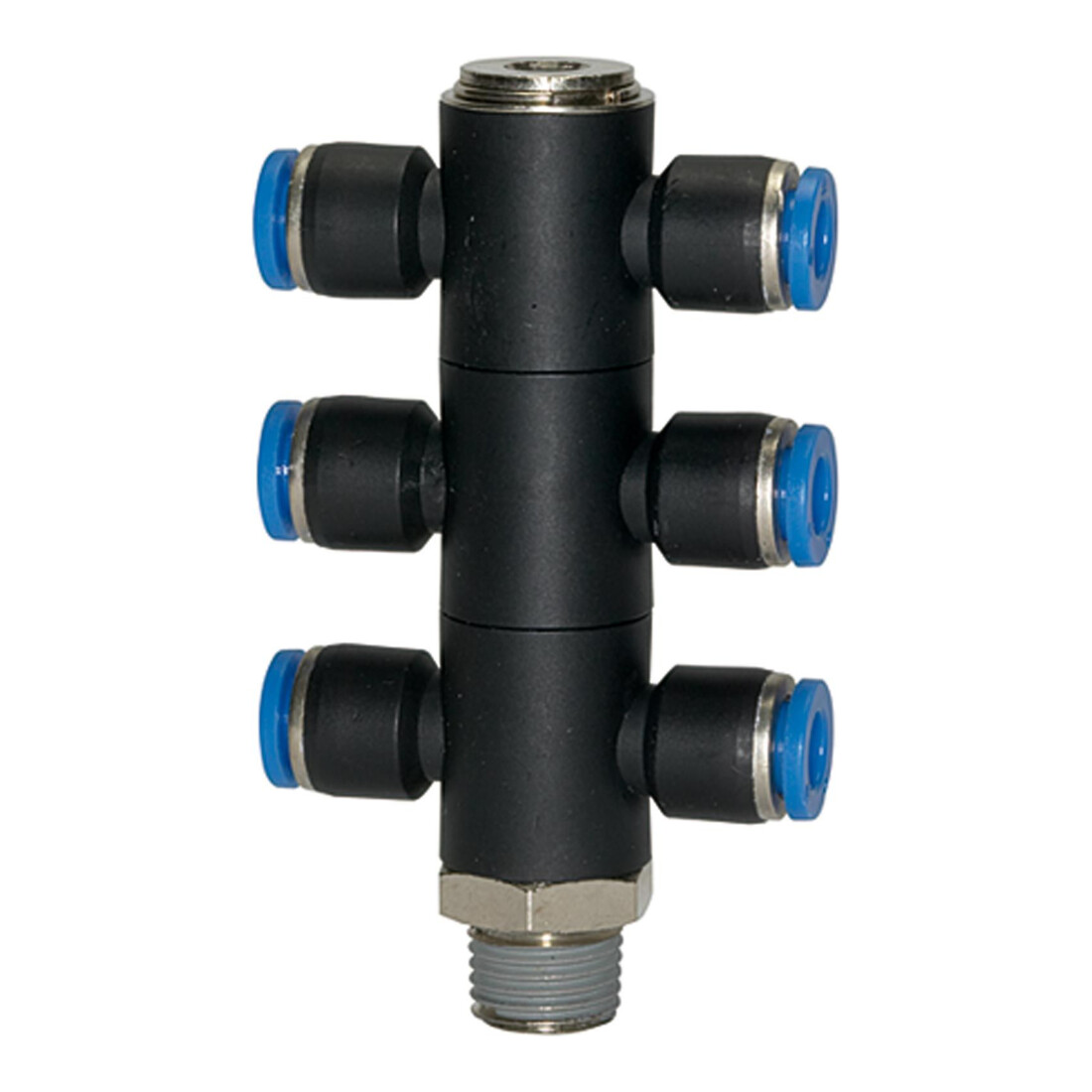 Riegler T-Mehrfachverteiler »Blaue Serie«, 6-fach drehbar, R 1/2 a. Ø12mm