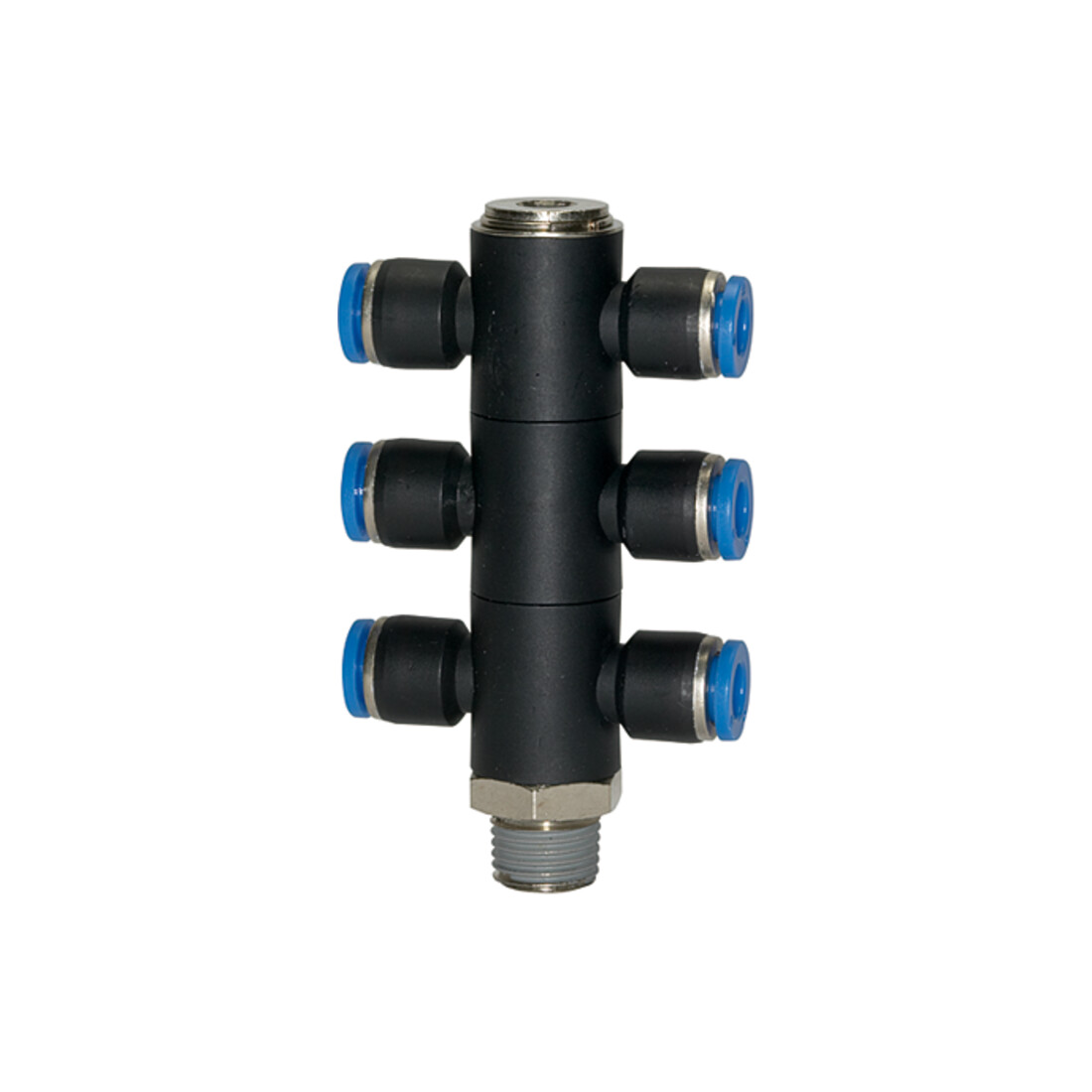 Riegler T-Mehrfachverteiler »Blaue Serie«, 6-fach, drehbar, R 1/4 a. Ø4mm