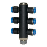 Riegler T-Mehrfachverteiler »Blaue Serie«, 6-fach, drehbar, R 1/8 a. Ã˜6mm