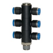 Riegler T-Mehrfachverteiler »Blaue Serie«, 6-fach drehbar, R 3/8 a. Ã˜10mm