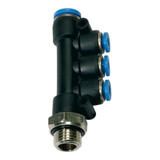 Riegler T-multiprises »Série Bleue«, pivotant, G 1/4 ext Ø 1x8/3x6