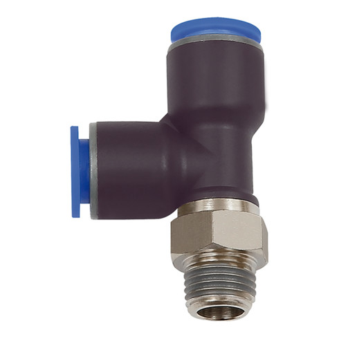Riegler T-Raccord à emboîtement « Série Bleue », forme L, pivotant, R 1/8", Ø 6 mm