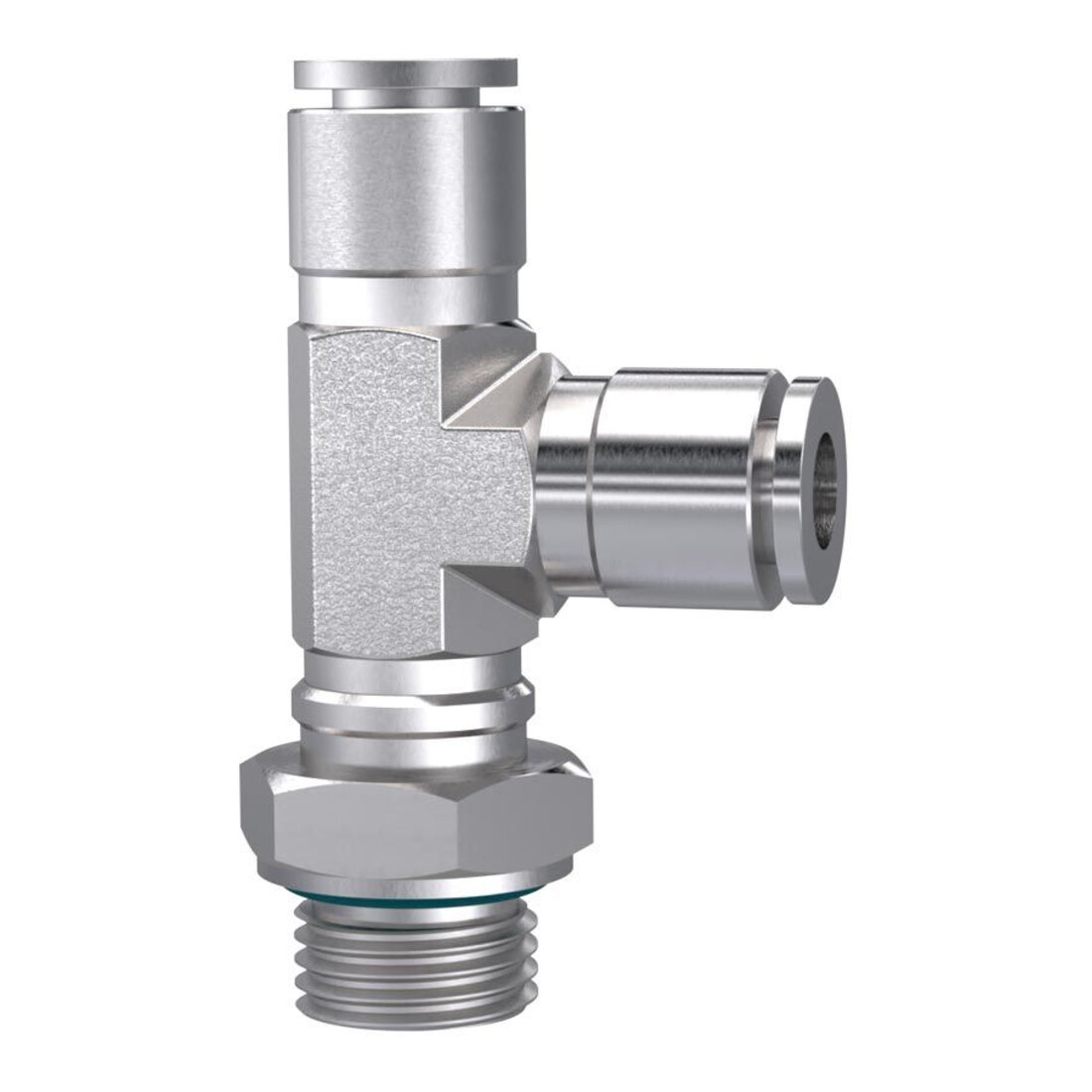 Riegler T-Steckverschr., L-Form, drehbar, G 3/8 a., Schlauch-Ø 8, ES