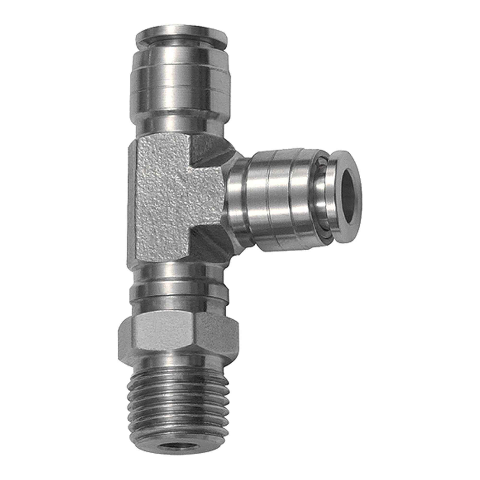 Riegler T-Steckverschr., L-Form, drehbar, R 3/8 a., Schlauch-Ã ̃ 12, ES