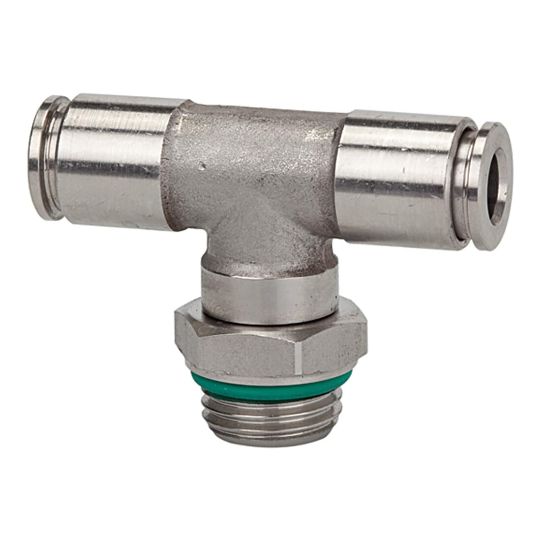 Riegler T-Steckverschra., drehbar, G 1/8 a., Schl.-Ø 8, 15bar, ES 1.4404
