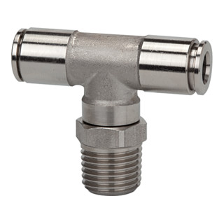 Riegler T-Steckverschra., drehbar, R 1/8 a., Schl.-Ã˜ 6, 15bar, ES 1.4404