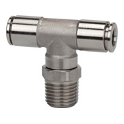 Riegler T-Steckverschra., drehbar, R 1/8 a., Schl.-Ã˜ 8, 15bar, ES 1.4404