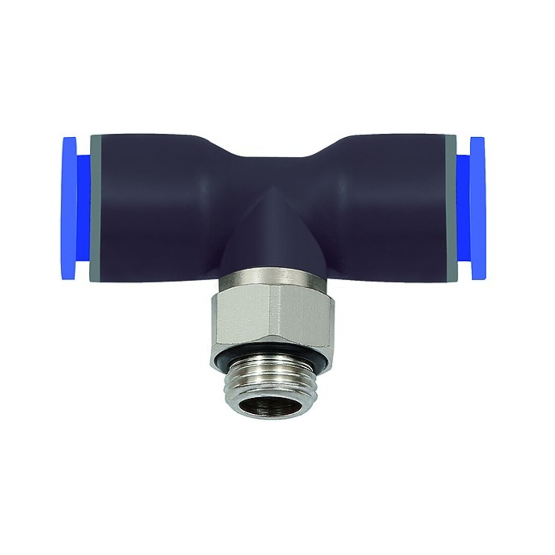 Riegler T-Steckverschraubung Blaue Serie, drehbar, G 1/8 a, Schlauch-Ø 6