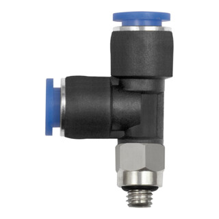 RIEGLER T-Steckverschraubung Blaue Serie mini L-Form, drehbar