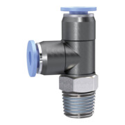 RIEGLER T-Steckverschraubung Blaue Serie mini L-Form R 1/8, drehbar R 1/8  inch