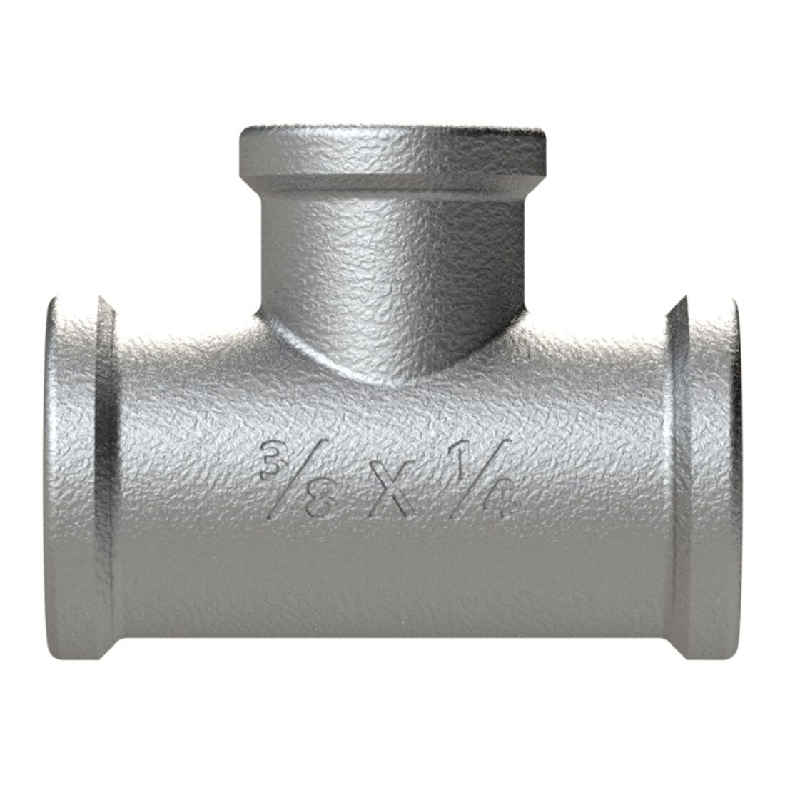 Riegler T-Stück 130, IG/IG/IG, Rp 1 1/2, T-Abzweig Rp 3/4, schw. Temperg.