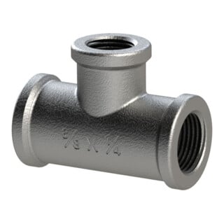 Riegler T-Stück 130, IG/IG/IG, Rp 2 1/2, T-Abzweig Rp 2, schw. Temperguss