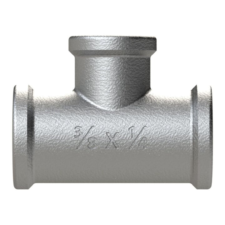 Riegler T-Stück 130, IG/IG/IG, Rp 3/4, T-Abzweig Rp 1/2, schw. Temperguss