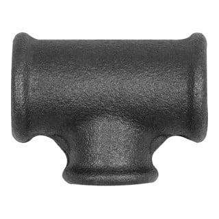 Riegler T-Stück 130, red., Rp 2, Rp 1/2, Rp 2, Temperguss schwarz
